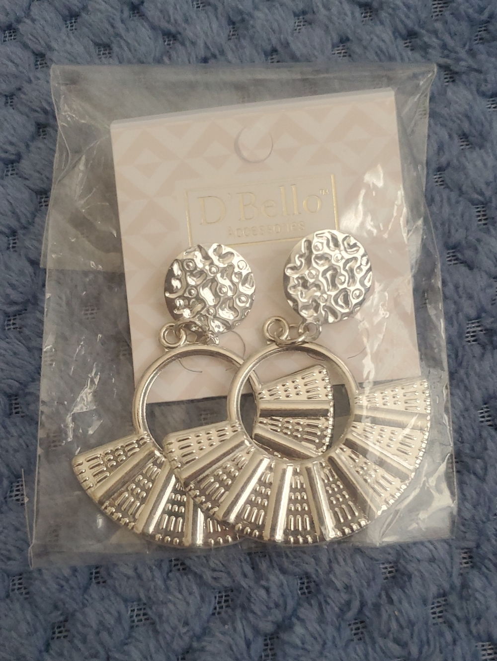 Silver Fan Drop Statement Earrings